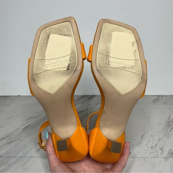 Franco Sarto Bery Orange Leather Ankle Strap Heeled Sandal 6 1/2 M - Picture 15 of 16